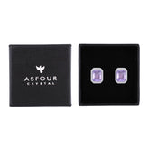 Asfour Crystal Stud Earrings With Tenzanite Emerald Design In 925 Sterling Silver-ED0134-N